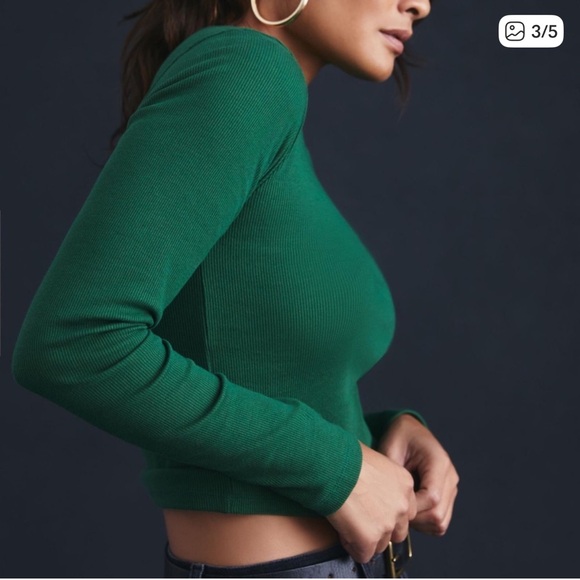 Maeve Forest Green Long Sleeve Tee size S - Picture 2 of 9